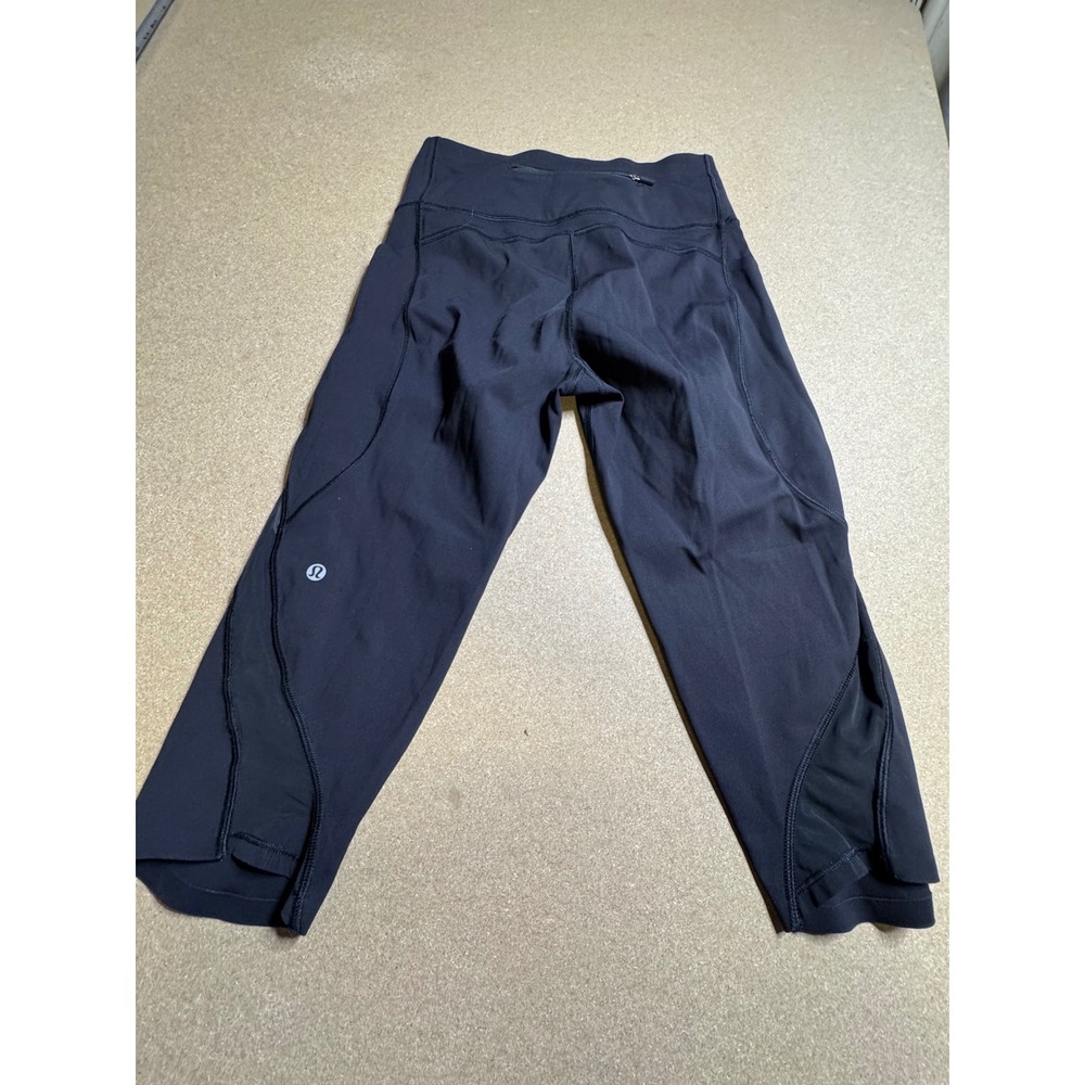 Lululemon All The Right Places Crop II Black Leggings Mesh Pockets Size 8 2018 - Picture 3 of 8